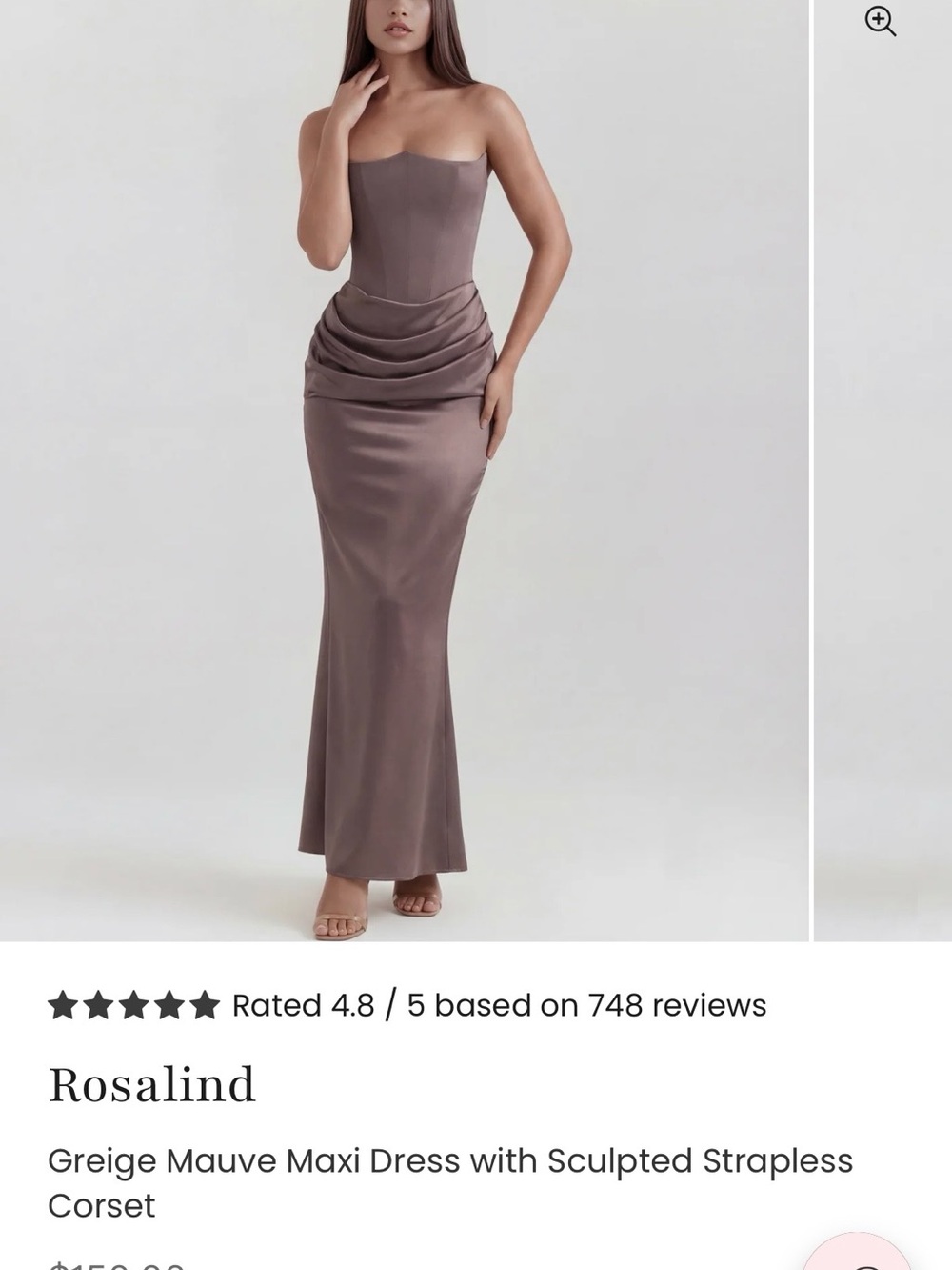 Strapless Mauve Drape-Front Evening Gown